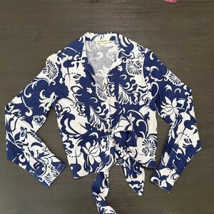 Christian Siriano Blouse Blue and White Floral